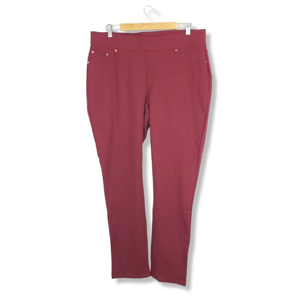 Monroe and Maine Red Stretch Slip-on Slim Leg Pants Size 16W